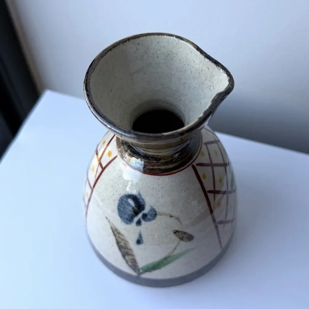 Japanese Pottery Sake Bottle Jug - Stamped/Signed Mashiko Style 5 1/2